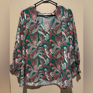 Tropical Leaf Print Women's Blouse